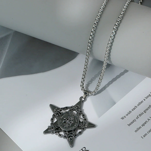 Wholesale Hiphop Personality Pendant Titanium Steel Necklace With Geometric Design For Men And Women