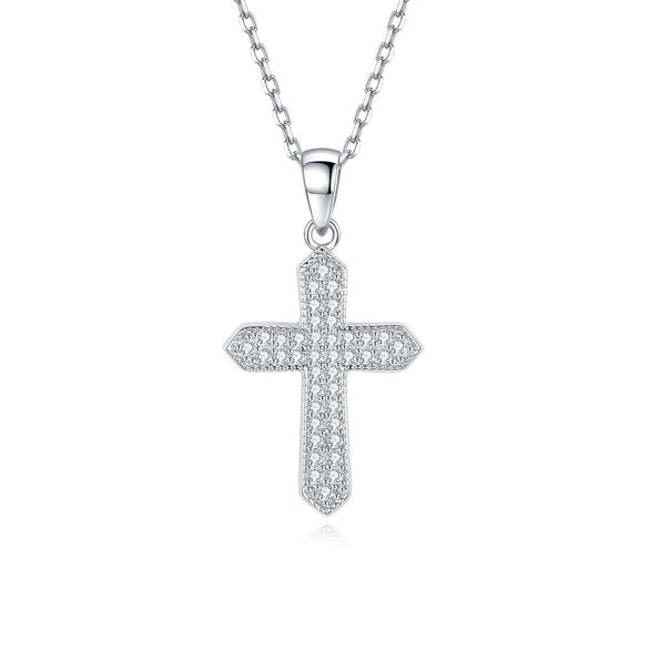 Wholesale Hiphop Retro 925 Sterling Silver Pointed Cross Pendant Necklace With Electroplating And Chain
