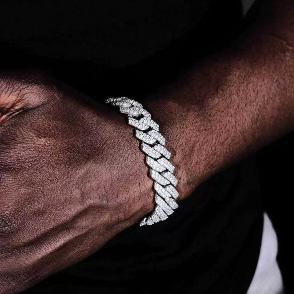 Wholesale Hiphop Rhombus Zircon Copper Cuban Chain Bracelet
