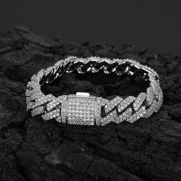 Wholesale Hiphop Rhombus Zircon Copper Cuban Chain Bracelet