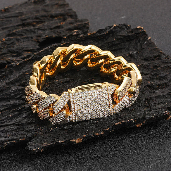Wholesale Hiphop Rhombus Zircon Copper Cuban Chain Bracelet