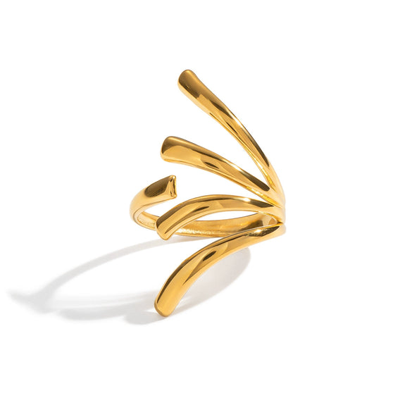 Wholesale Hiphop Rock Stylish Geometric Ring In Stainless Steel With Electroplating For Women