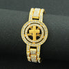 Wholesale Hiphop Rotatable Cross Alloy Watch Chain Bracelet For Men With Geometric Diamond Design