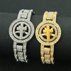 Wholesale Hiphop Rotatable Cross Alloy Watch Chain Bracelet For Men With Geometric Diamond Design