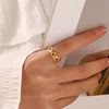 Wholesale Hiphop Simple Specialshaped Stainless Steel Hollow Opening Adjustable Goldplated Geometric Ring