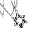 Wholesale Hiphop Sixpointed Star Plaid Geometric Alloy Sweater Chain With Diecast Alloy Pendant And Snake Bone Chain Long Necklace