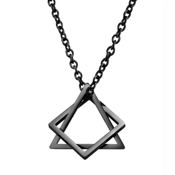 Wholesale Hiphop Sixpointed Star Plaid Geometric Alloy Sweater Chain With Diecast Alloy Pendant And Snake Bone Chain Long Necklace