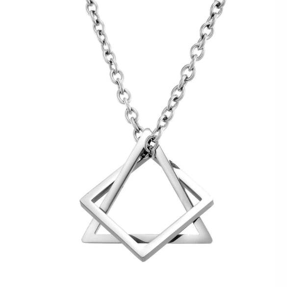 Wholesale Hiphop Sixpointed Star Plaid Geometric Alloy Sweater Chain With Diecast Alloy Pendant And Snake Bone Chain Long Necklace