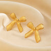 Wholesale Hiphop Stainless Steel Bow Earrings 18K Goldplated