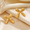 Wholesale Hiphop Stainless Steel Bow Earrings 18K Goldplated