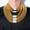 Wholesale Hiphop Stainless Steel Cuban Chain Micropaved Zircon Buckle Necklace With Geometric Pattern 18K Gold Electroplated