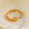 Wholesale Hiphop Stainless Steel Goldplated Opening Adjustable Ring For Ladies