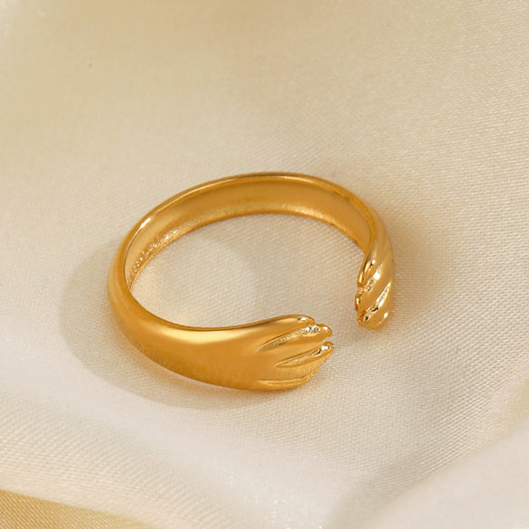 Wholesale Hiphop Stainless Steel Goldplated Opening Adjustable Ring For Ladies