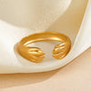 Wholesale Hiphop Stainless Steel Goldplated Opening Adjustable Ring For Ladies