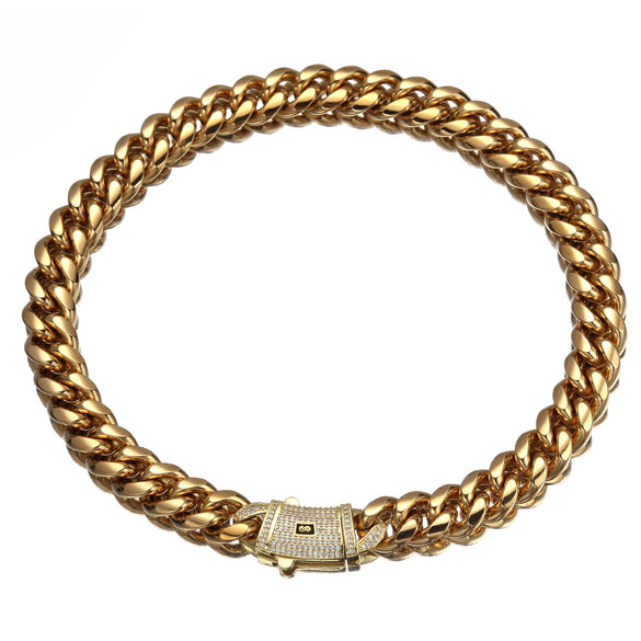 Wholesale Hiphop Stainless Steel Round Geometric Grinding Encrypted Cuban Chain Necklace And Titanium Steel Bracelet
