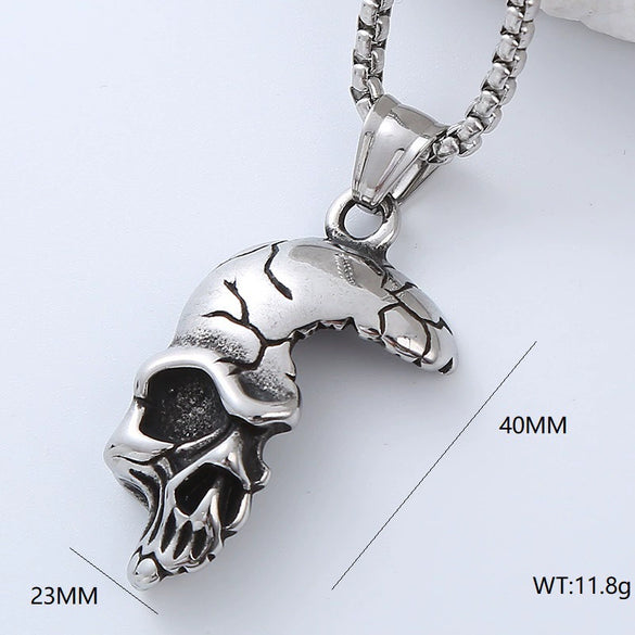Wholesale Hiphop Street Necklace Titanium Steel Retro Exaggerated Skull Punk Style Geometric Polished