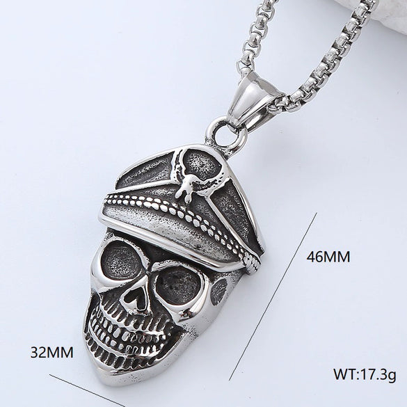 Wholesale Hiphop Street Necklace Titanium Steel Retro Exaggerated Skull Punk Style Geometric Polished