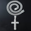 Wholesale Hiphop Style Alloy Cross Pendant Necklace With Diamond And Cuban Chain Geometric Pattern