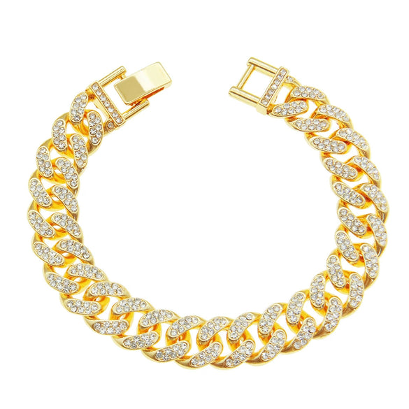 Wholesale Hiphop Style Alloy Cuban Chain Bracelet With Diamond And Geometric Pattern For Men
