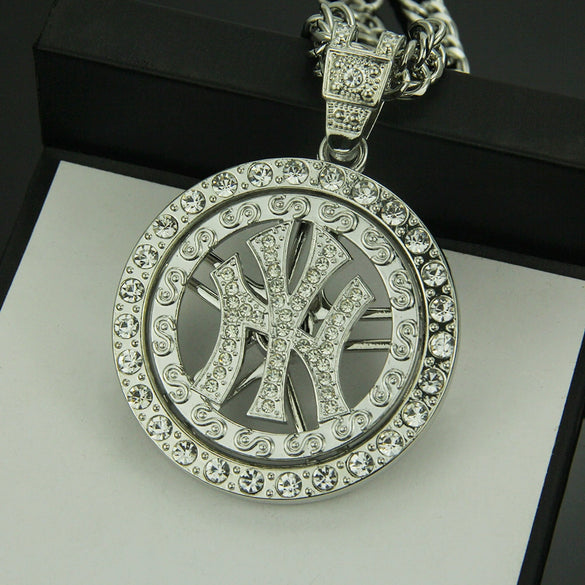 Wholesale Hiphop Style Alloy Necklace With Diamond And Geometric Symbol Logo Pendant For Men