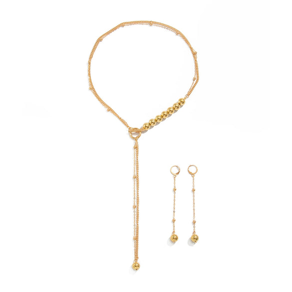 Wholesale Hiphop Style Asymmetrical Clavicle Necklace Set Geometric Pattern Alloy Pendant Copper Chain Electroplated