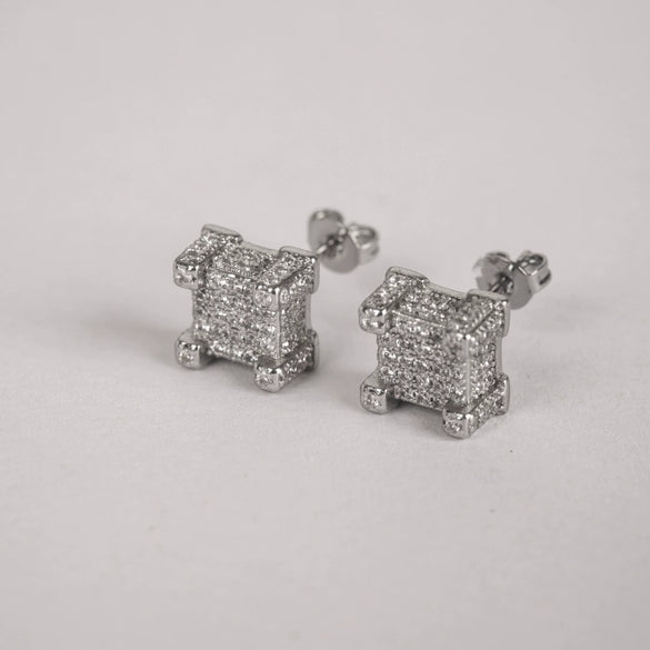 Wholesale Hiphop Style Copper Earrings With Microinlaid Zircon And Geometric Pattern