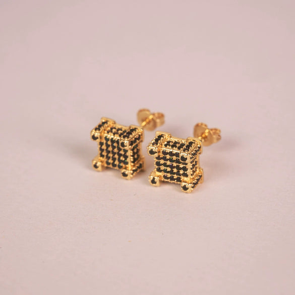 Wholesale Hiphop Style Copper Earrings With Microinlaid Zircon And Geometric Pattern