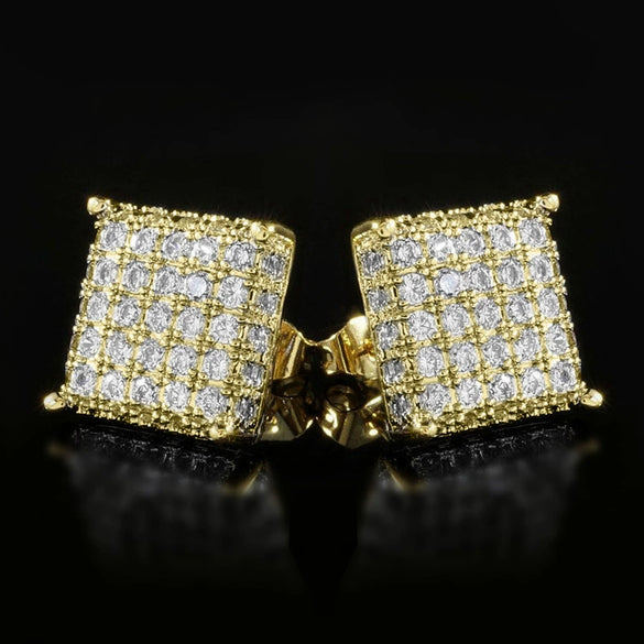 Wholesale Hiphop Style Copper Square Earrings With Microinlaid Zircon And Geometric Design For Women