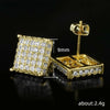 Wholesale Hiphop Style Copper Square Earrings With Microinlaid Zircon And Geometric Design For Women
