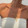 Wholesale Hiphop Style Geometric Alloy And Iron Chain Pendant Necklace With Rhinestones Electroplated For Women