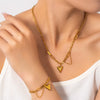 Wholesale Hiphop Style Heart Shape Titanium Steel Bamboo Chain Bracelet And Necklace With Electroplating Design