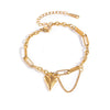 Wholesale Hiphop Style Heart Shape Titanium Steel Bamboo Chain Bracelet And Necklace With Electroplating Design