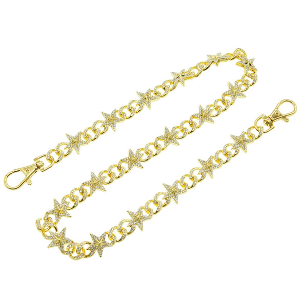 Wholesale Hiphop Style Metal Threedimensional Stars Full Diamond Waist Chain Jewelry