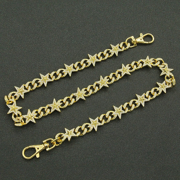 Wholesale Hiphop Style Metal Threedimensional Stars Full Diamond Waist Chain Jewelry