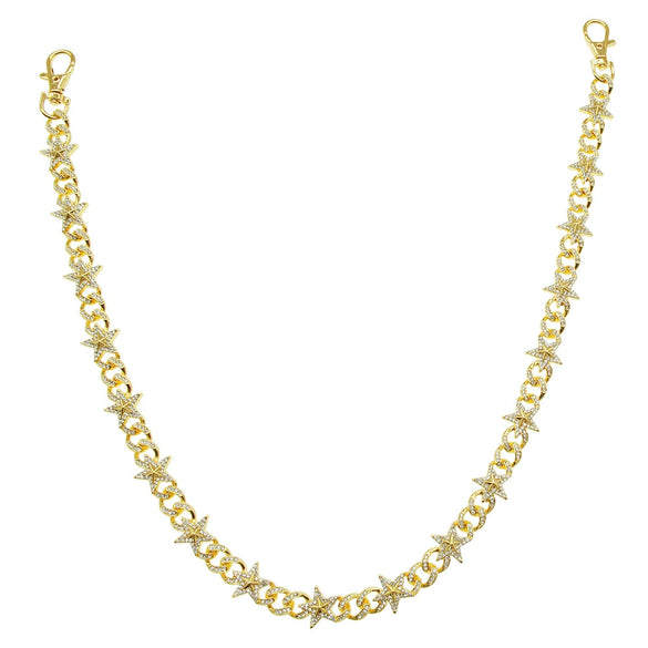 Wholesale Hiphop Style Metal Threedimensional Stars Full Diamond Waist Chain Jewelry