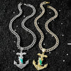 Wholesale Hiphop Style Religious Anchor Pendant Necklace Alloy Material Electroplating Treatment Cuban Chain