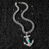 Wholesale Hiphop Style Religious Anchor Pendant Necklace Alloy Material Electroplating Treatment Cuban Chain