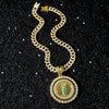 Wholesale Hiphop Style Religious Rotation Statue Pendant Necklace Alloy Material Electroplating Treatment Cuban Chain Style For Men