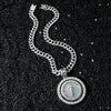 Wholesale Hiphop Style Religious Rotation Statue Pendant Necklace Alloy Material Electroplating Treatment Cuban Chain Style For Men