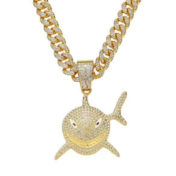 Wholesale Hiphop Style Shark Pendant Necklace Zinc Alloy Material Electroplating Treatment For Men