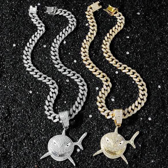 Wholesale Hiphop Style Shark Pendant Necklace Zinc Alloy Material Electroplating Treatment For Men
