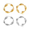 Wholesale Hiphop Style Simple Niche Texture 316L Stainless Steel Goldplated Geometric Earrings With Ribbon Twist Design
