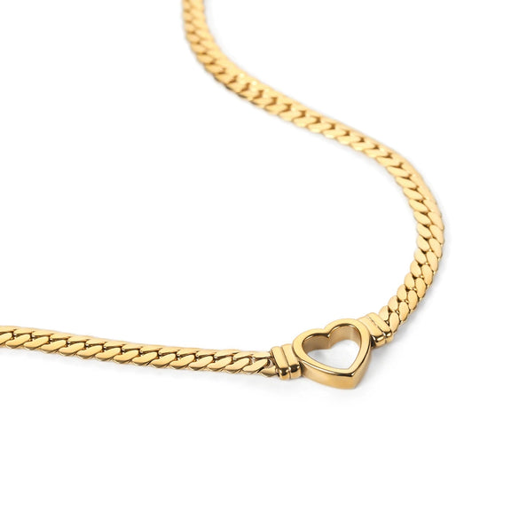 Wholesale Hiphop Style Stainless Steel And Titanium Steel Geometric Love Necklace With Electroplating Cuban Chain
