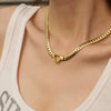 Wholesale Hiphop Style Stainless Steel And Titanium Steel Geometric Love Necklace With Electroplating Cuban Chain