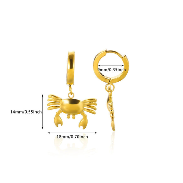 Wholesale Hiphop Style Stainless Steel Animal Zodiac Starfish Conch Pendant Earrings Electroplated