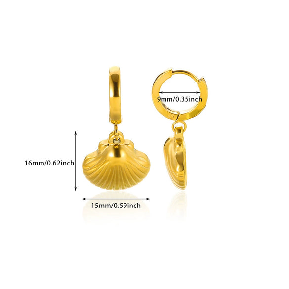 Wholesale Hiphop Style Stainless Steel Animal Zodiac Starfish Conch Pendant Earrings Electroplated