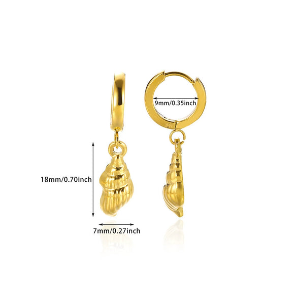 Wholesale Hiphop Style Stainless Steel Animal Zodiac Starfish Conch Pendant Earrings Electroplated