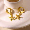 Wholesale Hiphop Style Stainless Steel Animal Zodiac Starfish Conch Pendant Earrings Electroplated