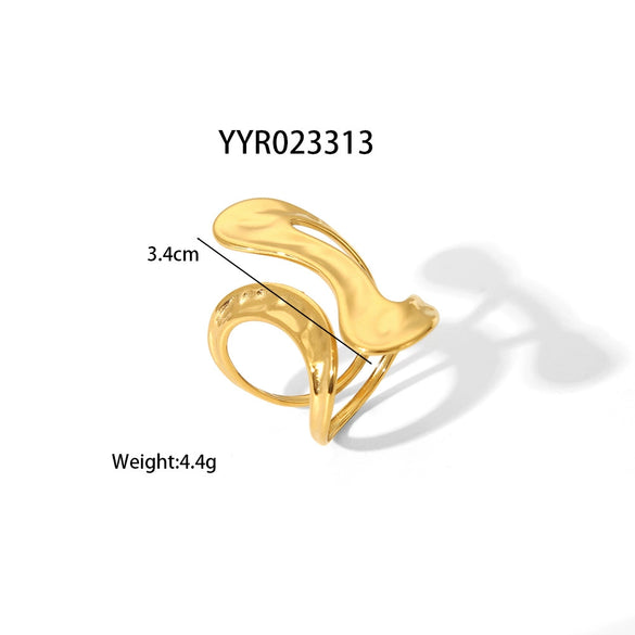 Wholesale Hiphop Style Stainless Steel Ring With Starfish Irregular Knot Design Pvd Furnace Real Gold Electroplated