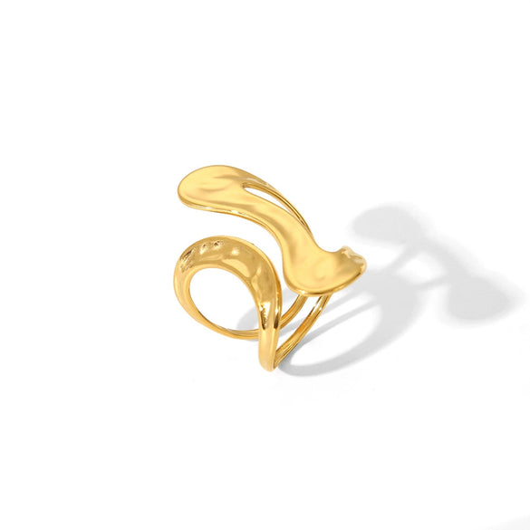 Wholesale Hiphop Style Stainless Steel Ring With Starfish Irregular Knot Design Pvd Furnace Real Gold Electroplated